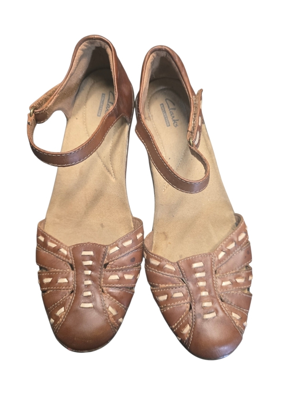 Clarks Wendy Estate Leather Brown Shoes Sz. 9.5 Women’s Adjustable Strap Comfort